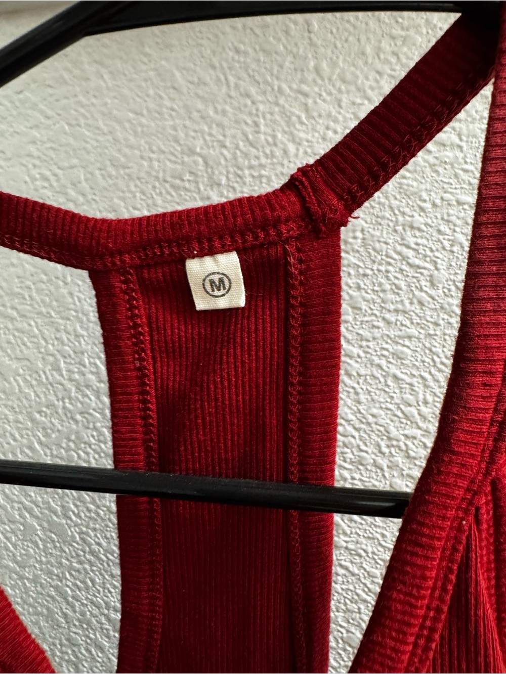 Women’s Red Ribbed Racerback Tank Top - Picture 2 of 3